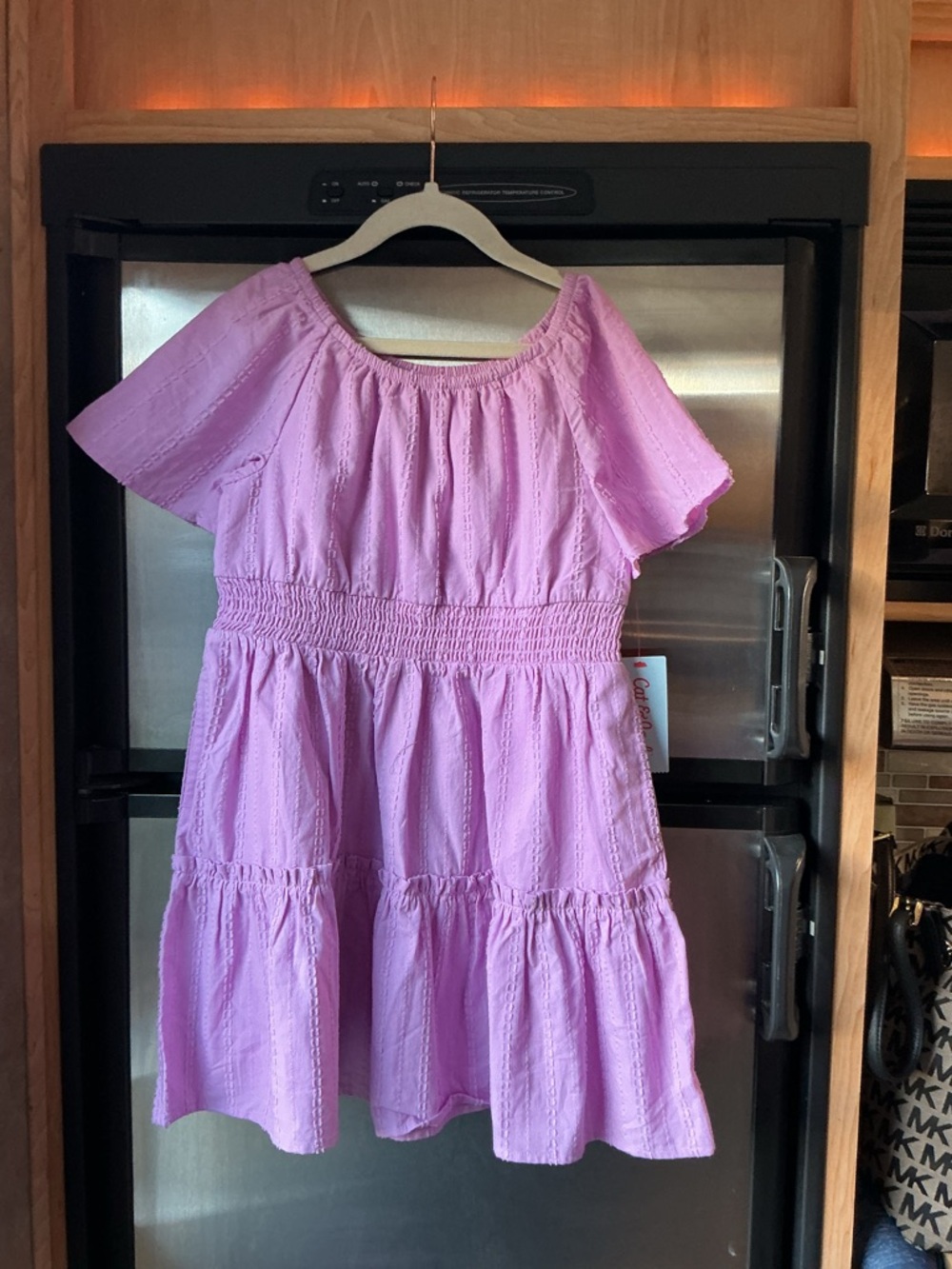 Cat & Jack Lavender Off-Shoulder Smocked Tiered Dress
